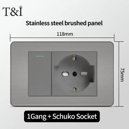 118 Grey Wall Socket USB Type-C Tuya WiFi &ndash; Smart WiFi 1Gang-Schuko / Grey