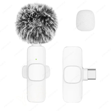 ZMYNOJLH Wireless Lavalier Microphone for iPhone, Android, and PC White 1in1 Type-C / CHINA