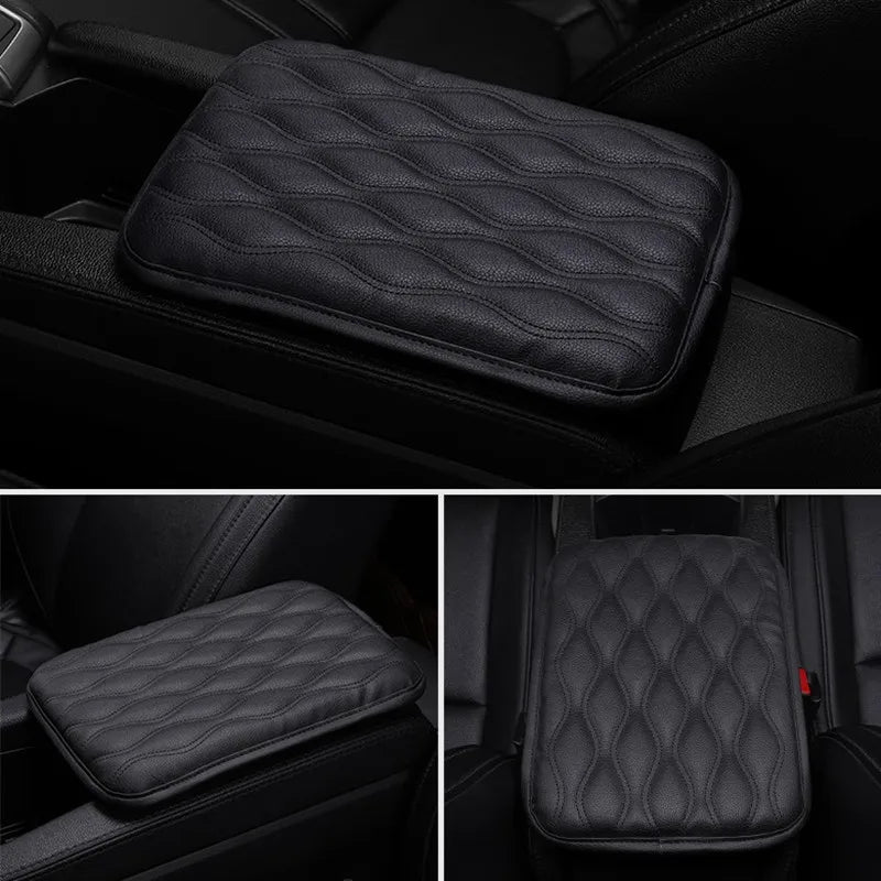 PU Leren Auto Armsteun Pad Hoes met Geheugen Schuim Kussen, Golf Geborduurd