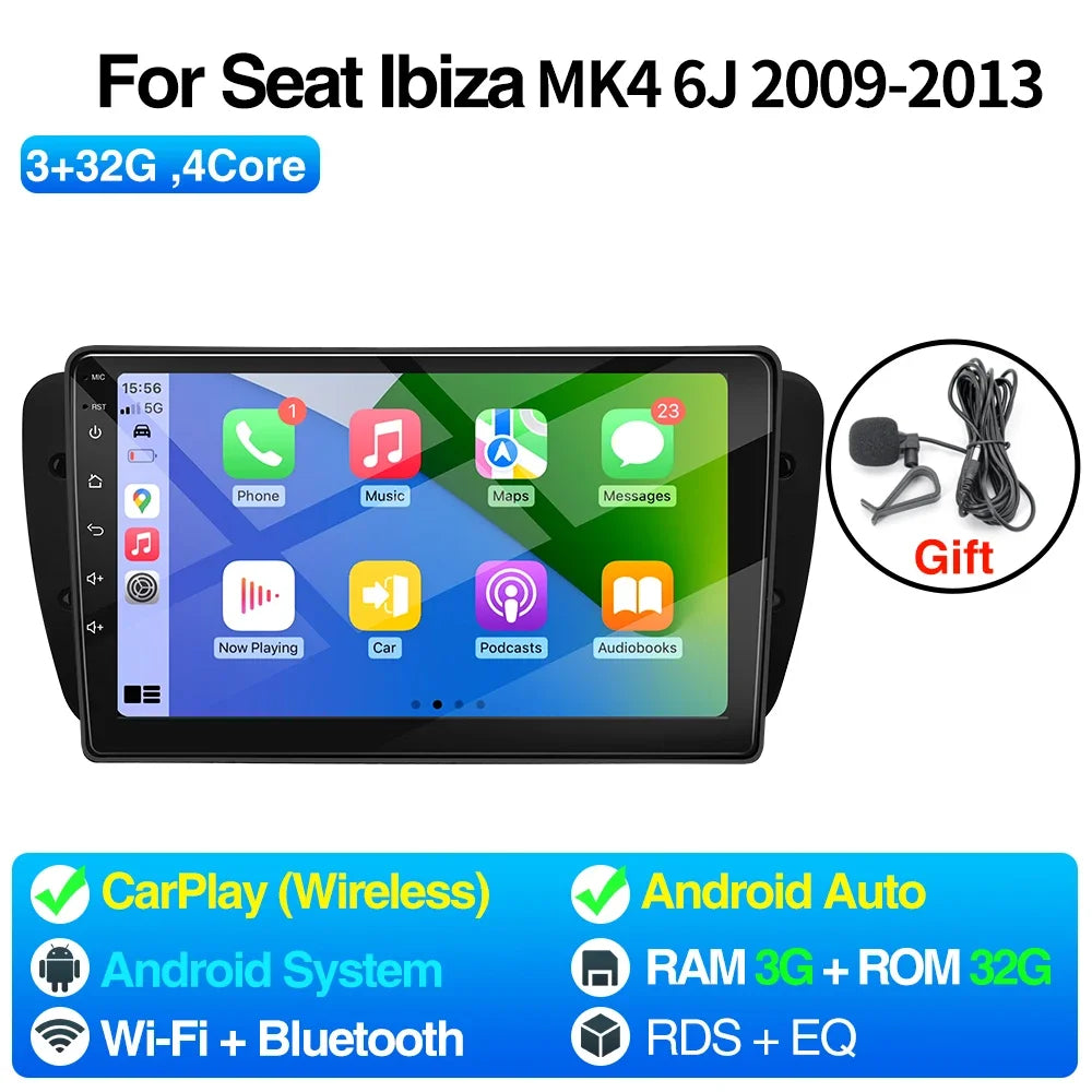 Android Car Radio Seat Ibiza MK4 6J 08-15 - 9Inch CarPlay 3G 32G
