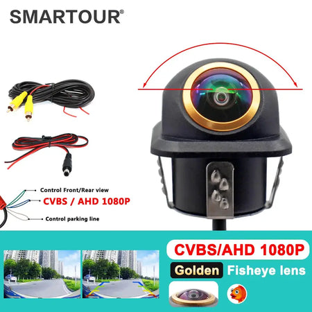 AHD 1080P CVBS Switchable Car Rear View Camera 180 Degree Fisheye Golden Lens Starlight Night Vision Waterproof Front Rear by InterCyprus Trading Ltd
