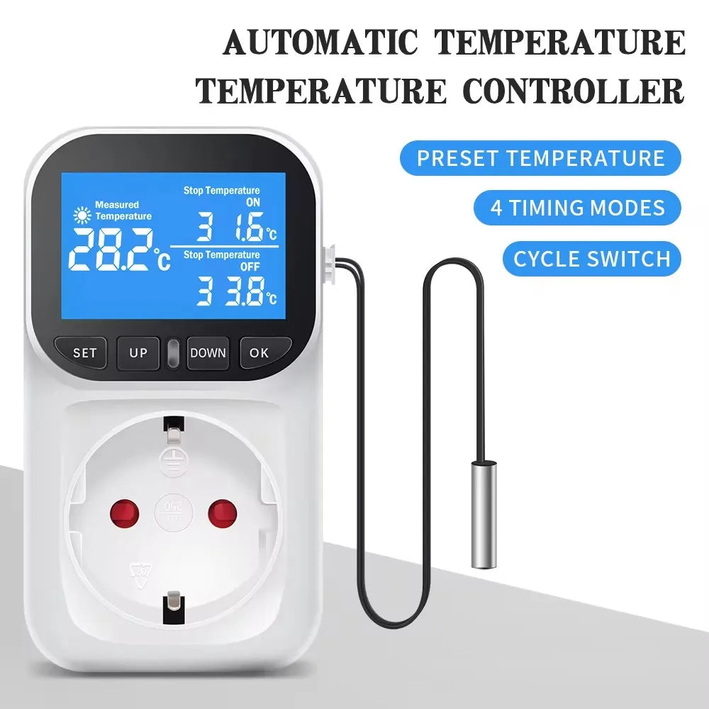 EU Plug Digital Temperature Controller Socket &ndash; Backlight