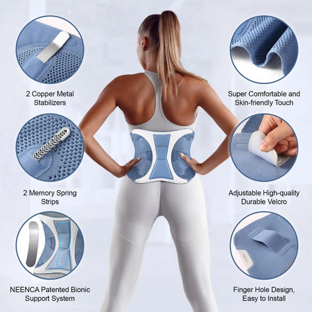 NEENCA Back Support Brace Adjustable Lumbar Support Belt Waist Wrap for Lower Back Pain Relief, Injuries, Sciatica, Scoliosis