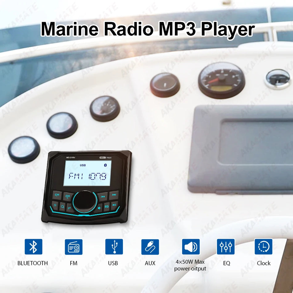 MS-21RV-1 Boat Radio - Waterproof Bluetooth Marine Player