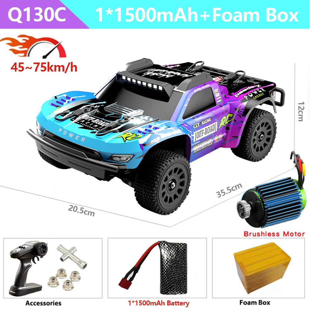 Q130 1:14 4WD RC Car &ndash; LED Headlights for Night Driving Q130C Brushless