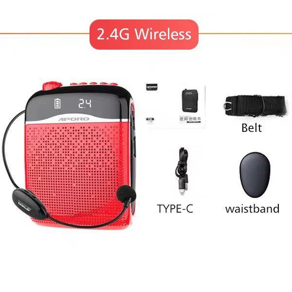 APORO T21 Wireless Voice Amplifier &ndash; 20W Bluetooth 5.0 Red-2.4G Wireless
