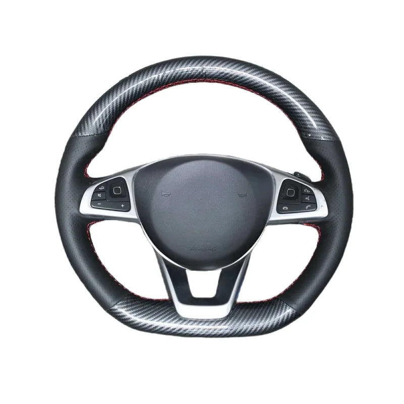 Stuurwielhoes Zwart Carbon Fiber Leer voor Mercedes-Benz C200 C250 C300 B250 B260 A200 A250 CLA220