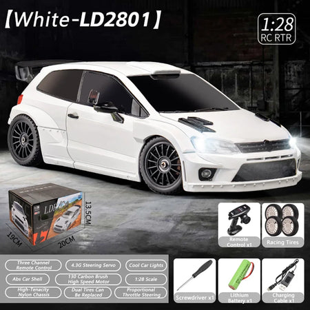 LD2801 1/28 Mini RC Car &ndash; Ultra Fast 4WD Drift Racing WHITE