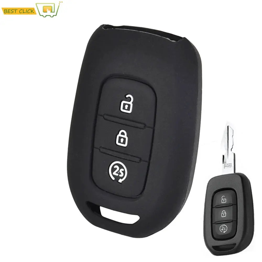 3 Button Silicone Remote Key Fob Case Cover Fit For Renault Duster Sandero Logan Clio Captur Laguna Scenic Holder 2015 2016 2017 by InterCyprus Trading Ltd