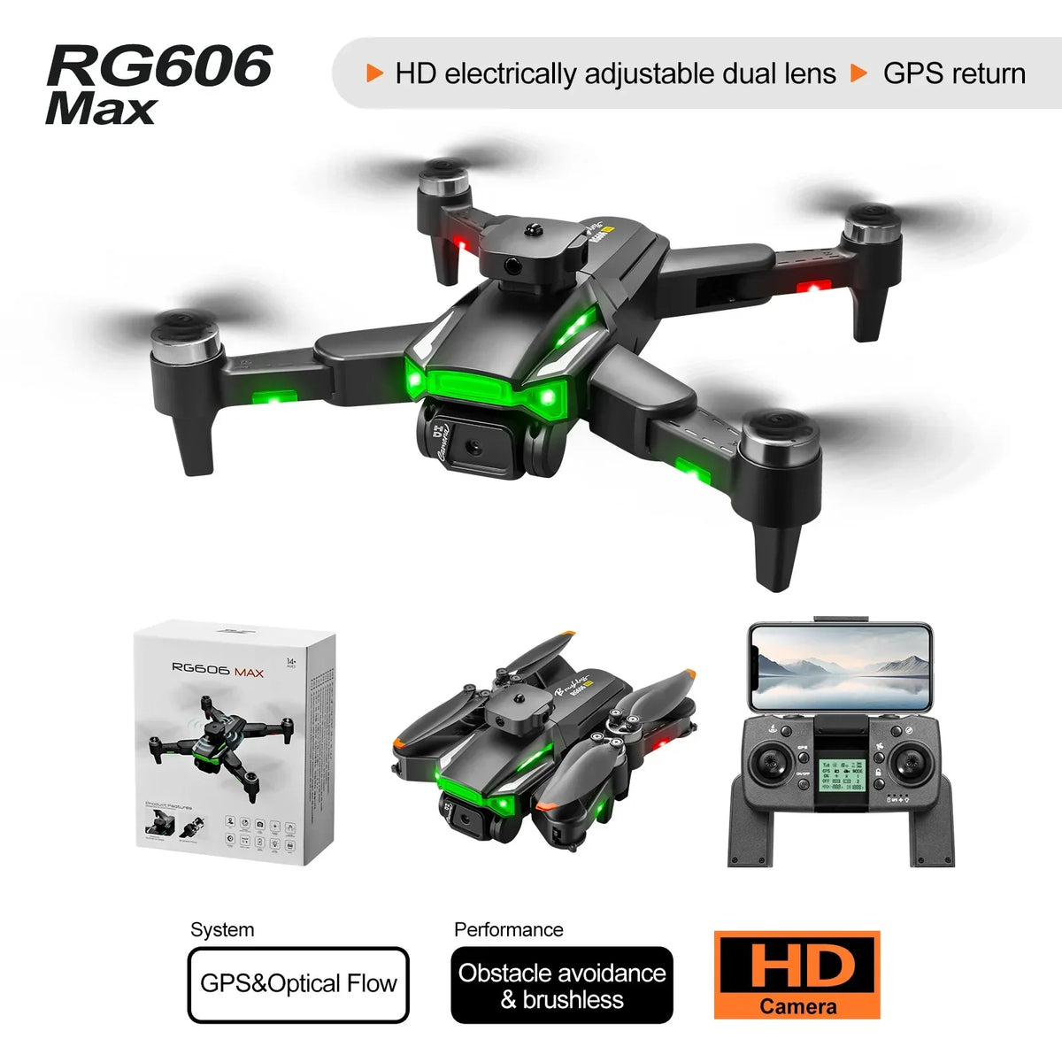 Rg606Max Drone &ndash; 4K Dual Camera WiFi FPV Obstacle Avoidance