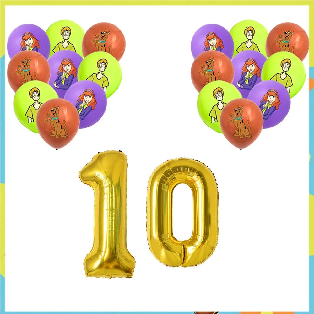 Scooby-Doo Birthday Party Decoration Set with Tableware, Banners, and Balloons