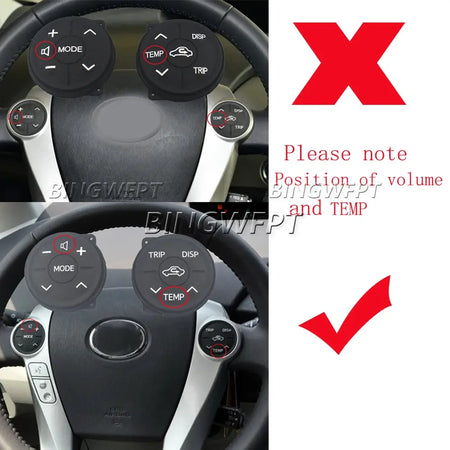 2PC Multifunction Steering Wheel Switch Control Button Panel Rubber For Toyota Prius 30 09-13 Prius Eco 10-13 ZWV30 XW30 10-12 by InterCyprus Trading Ltd