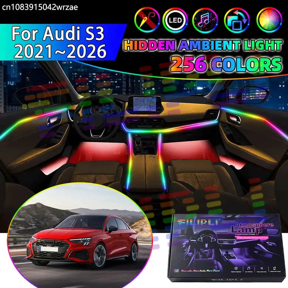 For Audi S3 2021~2026 8Y MK4 4th RGB Car Interior Ambient Lights Strips Breathing Lighting Kit App Control LED strips Auto Parts by InterCyprus Trading Ltd