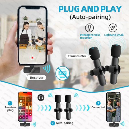 OLOPKY Mini Wireless Lavalier Microphone for iPhone and Android Devices