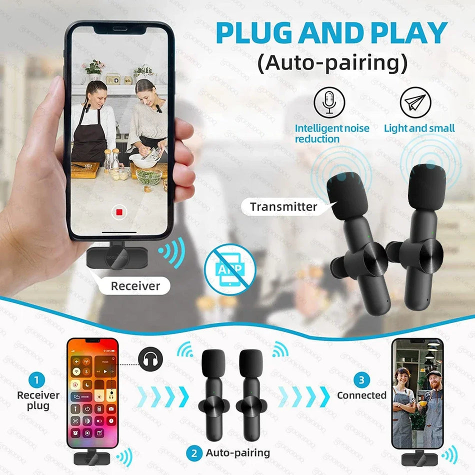 OLOPKY Mini Wireless Lavalier Microphone for iPhone and Android Devices
