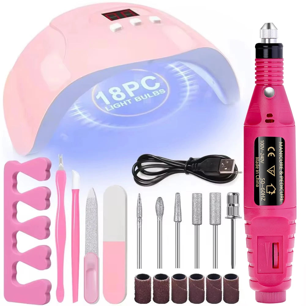 YIKOOLIN Pro Nail Art Kit With LED UV Lamp &ndash; Fast Curing Set-133