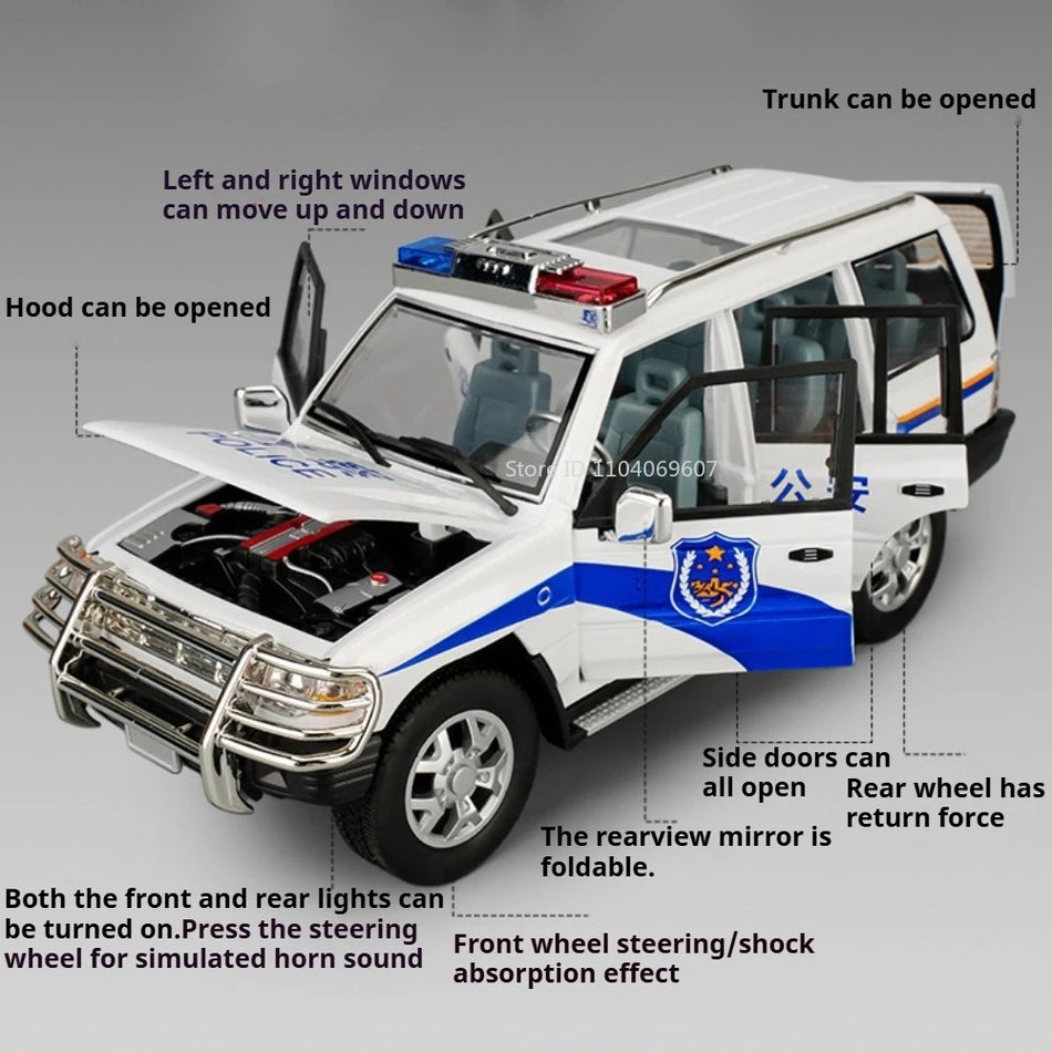 Mașină de jucărie la scară 1:18 cu absorbție a șocurilor, muzică și lumină pentru Mitsubishi UAZ Hunter