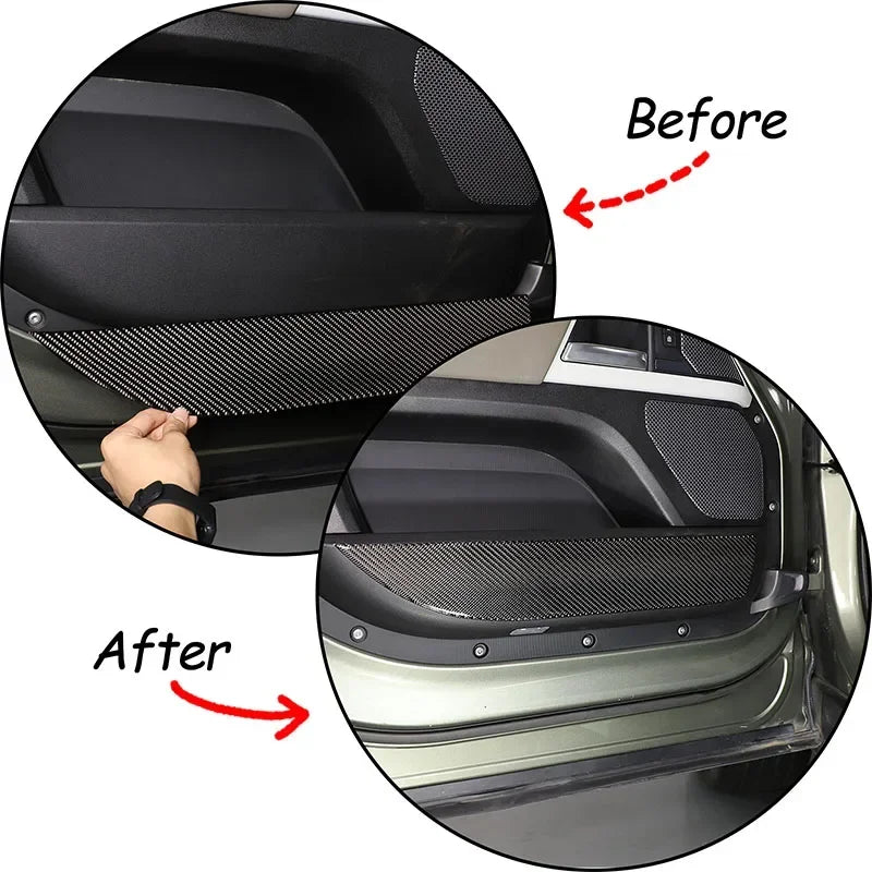 Наклейка на дверную панель Land Rover Defender 110 из мягкого углеродного волокна