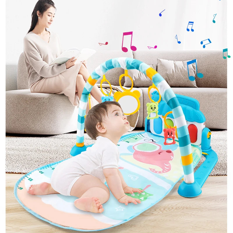 Musical Baby Activity Gym with Piano Keyboard Play Mat, Crawling Rug for Infants, Educational Toy Gift