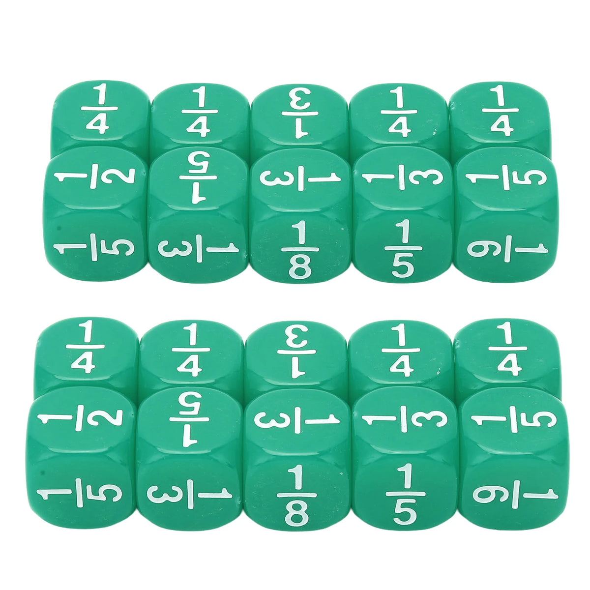 20Pcs Fraction Dice Class Set &ndash; Ideal For Math Practice green / CHINA