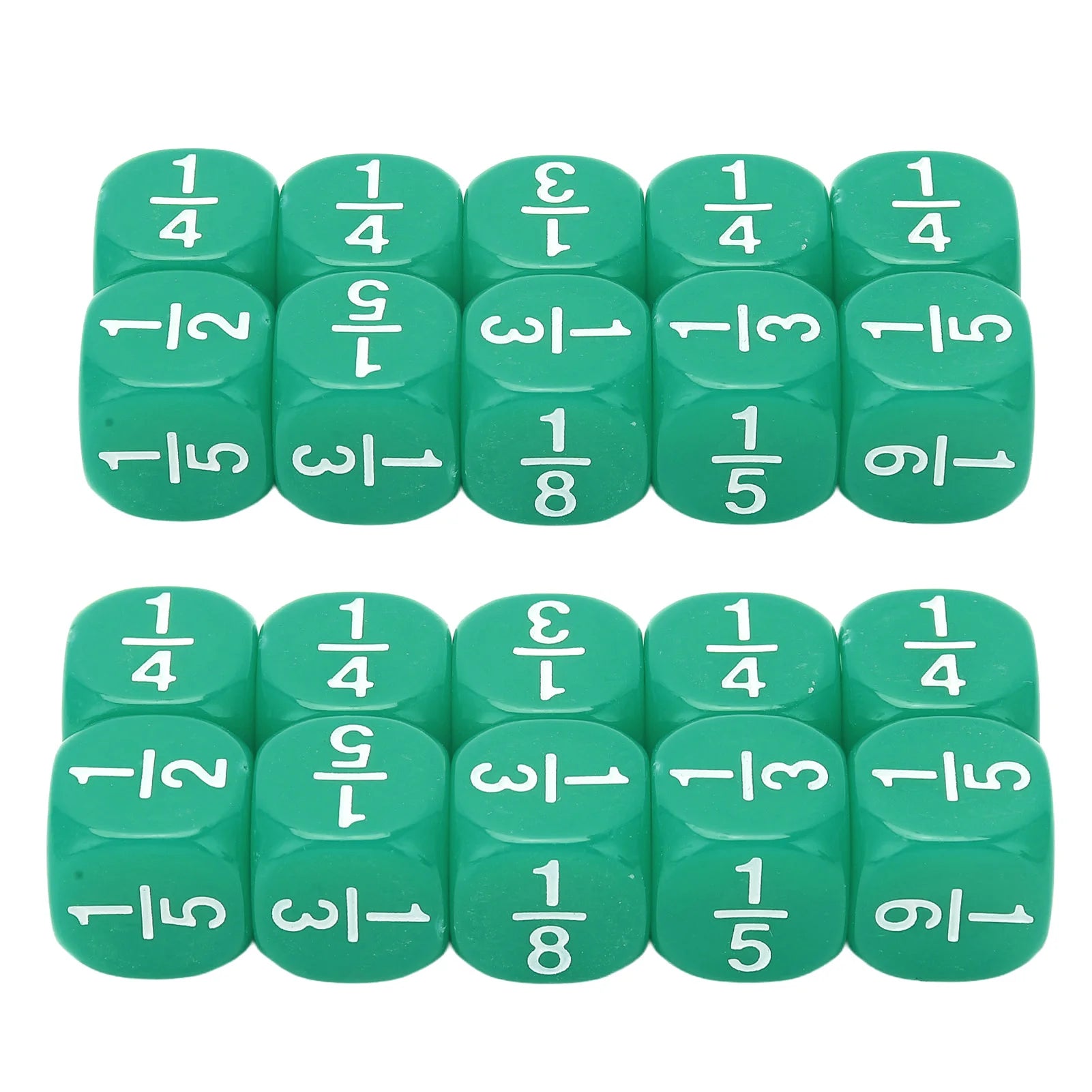 20Pcs Fraction Dice Class Set &ndash; Ideal For Math Practice green / CHINA