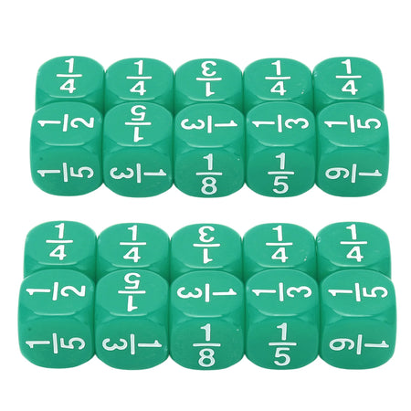 20Pcs Fraction Dice Class Set &ndash; Ideal For Math Practice green / CHINA