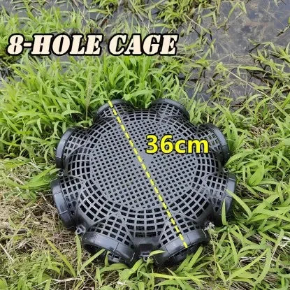 Durable Black Fish Net Cage for Eel and Loach Fishing - Plastic Trap Pot 8hole cage