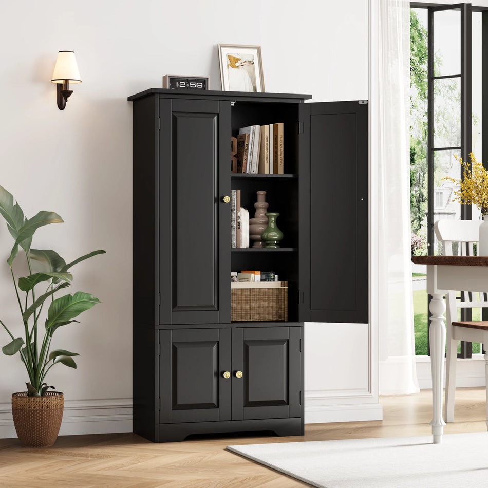 Ψηλή Ντουλάπα Αποθήκευσης Κουζίνας Τεσσάρων Πυλών White Black