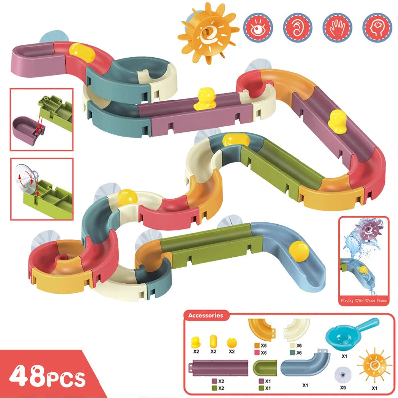 DIY Assembling Water Playing Track &ndash; Engaging Bath Time Fun 48pcs