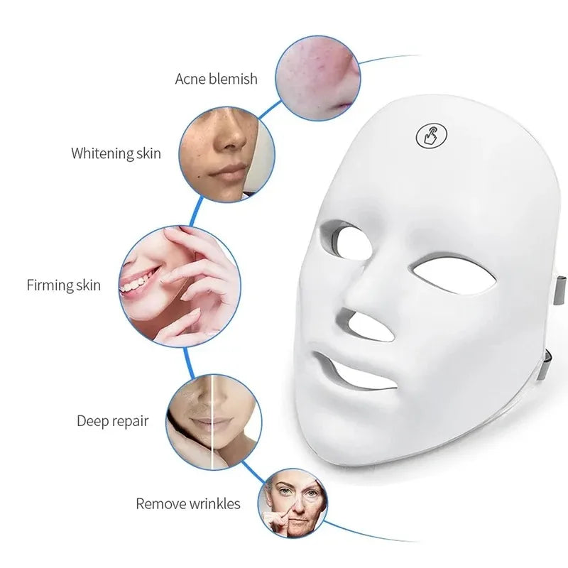 LED 7 Colors Facial Mask Photodynamic Therapy &ndash; Rechargeable