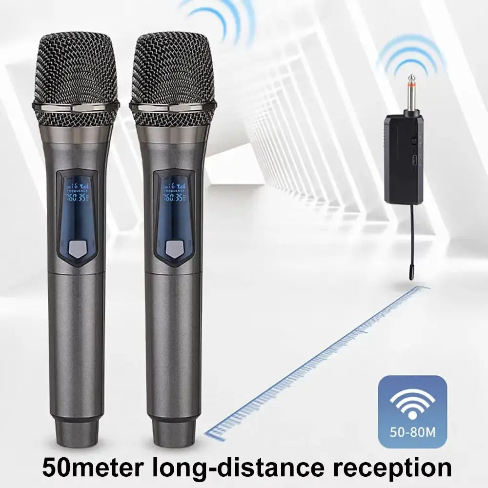 KEBIDUMEI Wireless Microphone UHF Fixed Frequency 2 Channels Handheld Mic For Party Karaoke Professional Church Show Meeting by InterCyprus Trading Ltd