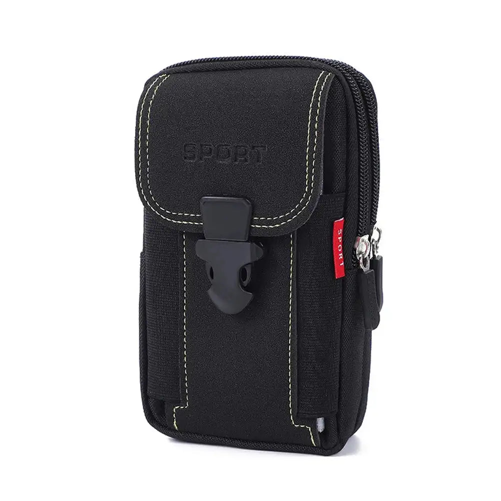 Men Canvas Running Pouch Waist Bag Travel Phone Pocket A