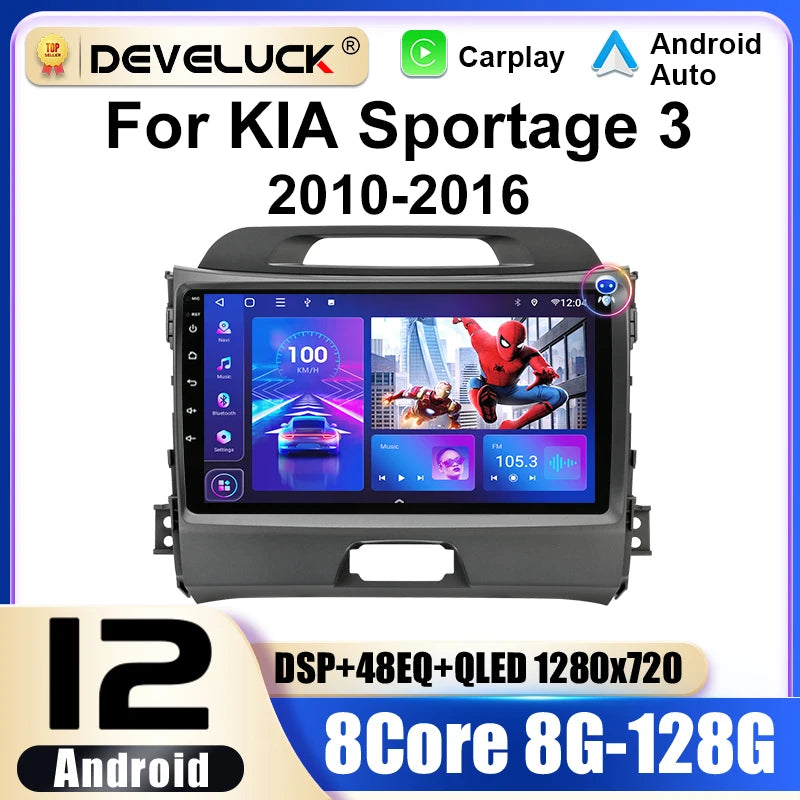Kia Sportage 3 Autorádio Android 12 9-Palcový QLED Dotykový Displej GPS 4G CarPlay a Android Auto