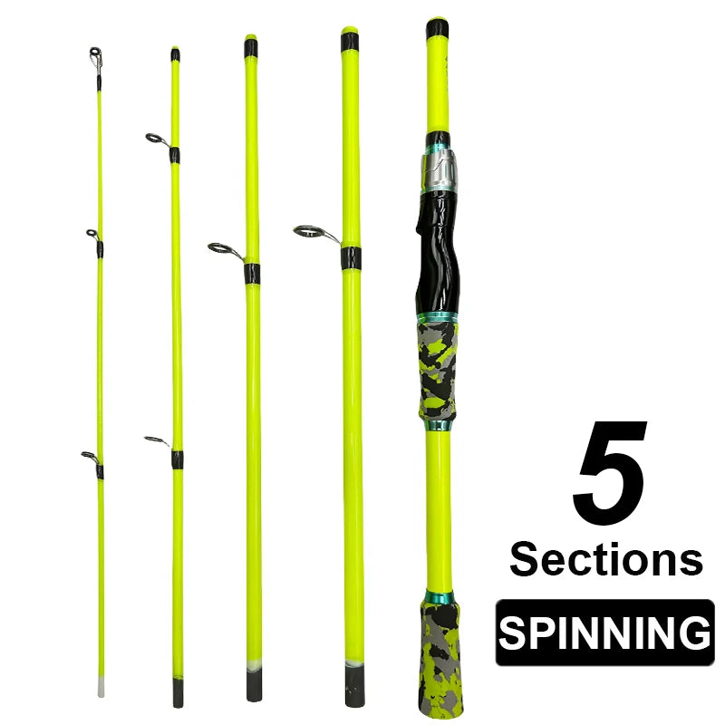 Ultralight Carbon Travel Fishing Rod - 1.8/2.1m, 4/5 Sections, EVA Handle 2.1M Spinning Rod