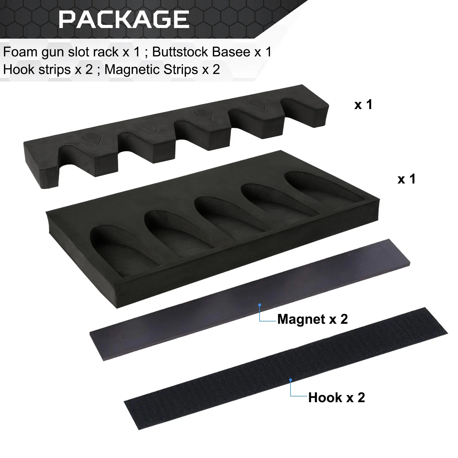 Tactical Foam Gun Rack Wall Mount Pro &ndash; Magnetic Strip 1 SET