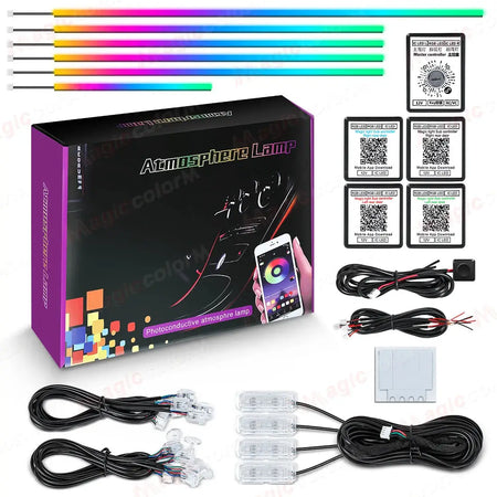 18 in 1 Led Car Ambient Lights 213 64 Color RGB Symphony Streamer Bluetooth Rainbow Interior Acrylic Strips Atmosphere Lamp Kit by InterCyprus Trading Ltd