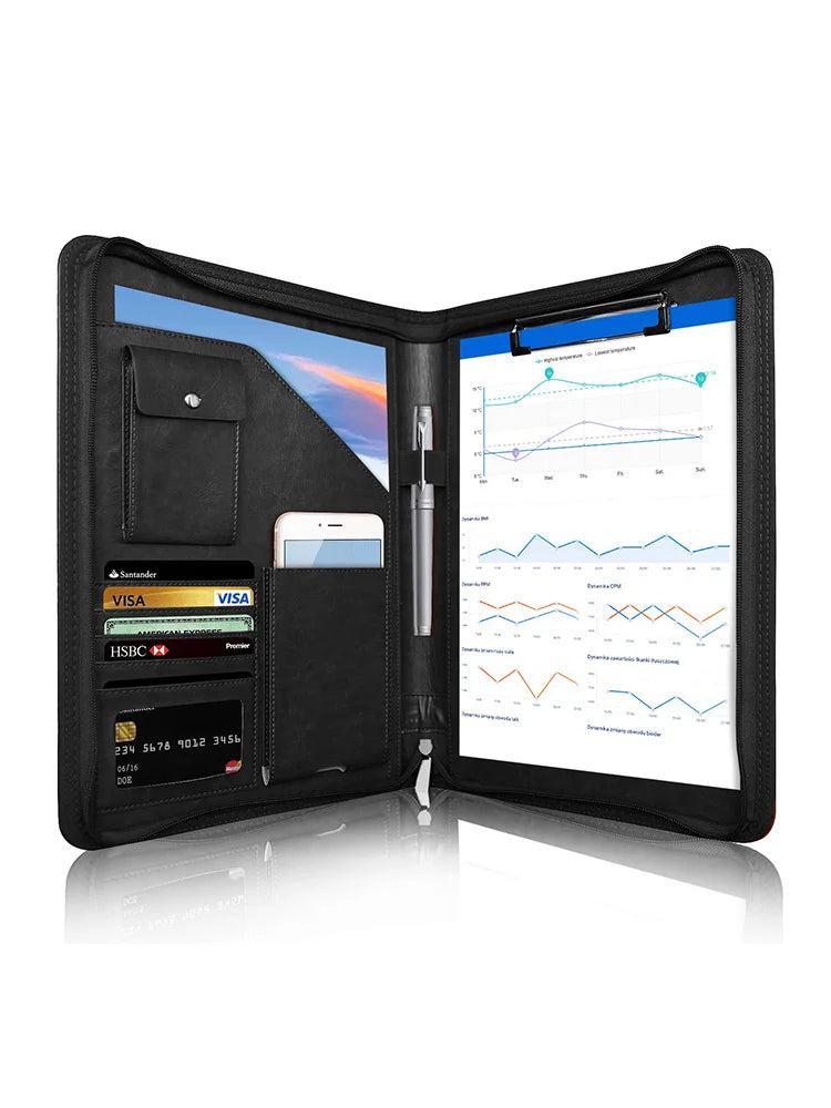 Multifunctional A4 Conference Folder | Leather Document Organizer 2024 black 2