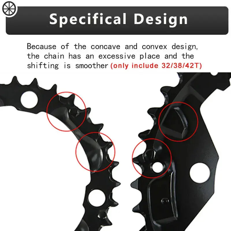 104/64 BCD Bicycle Chainring 24/26/32/38/42t MTB Chain Ring Double/Triple 10Speed Chainwheel for Shimano Crankset by InterCyprus Trading Ltd