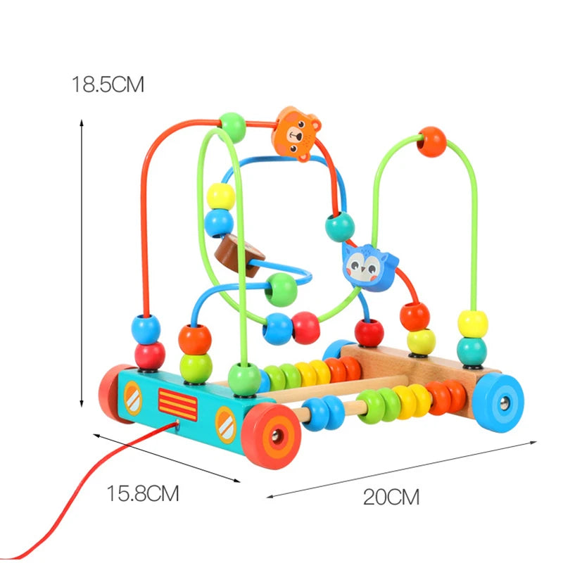 Montessori Wooden Roller Coaster Bead Maze Toys for Toddlers L-Bead Maze toy 1