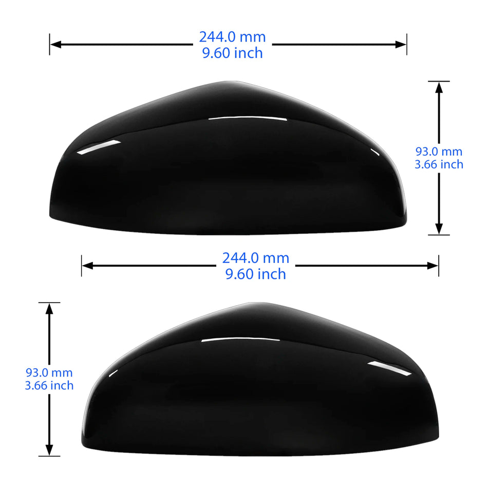 Door Wing Mirror Cover Caps for Ford Fiesta MK8 2017-2022 Gloss Black ABS Plastic, 1 Pair