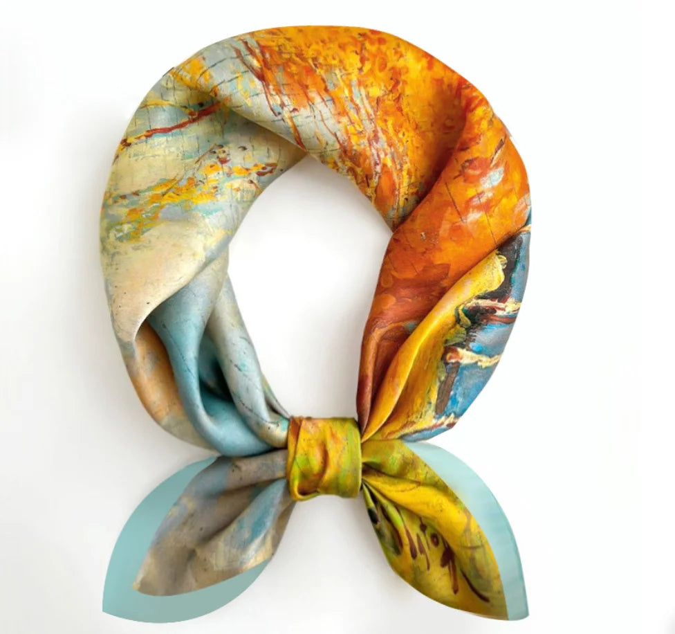 Stmanya Women 70cm Printed Silk Scarf &ndash; Elegant Versatile Headwear