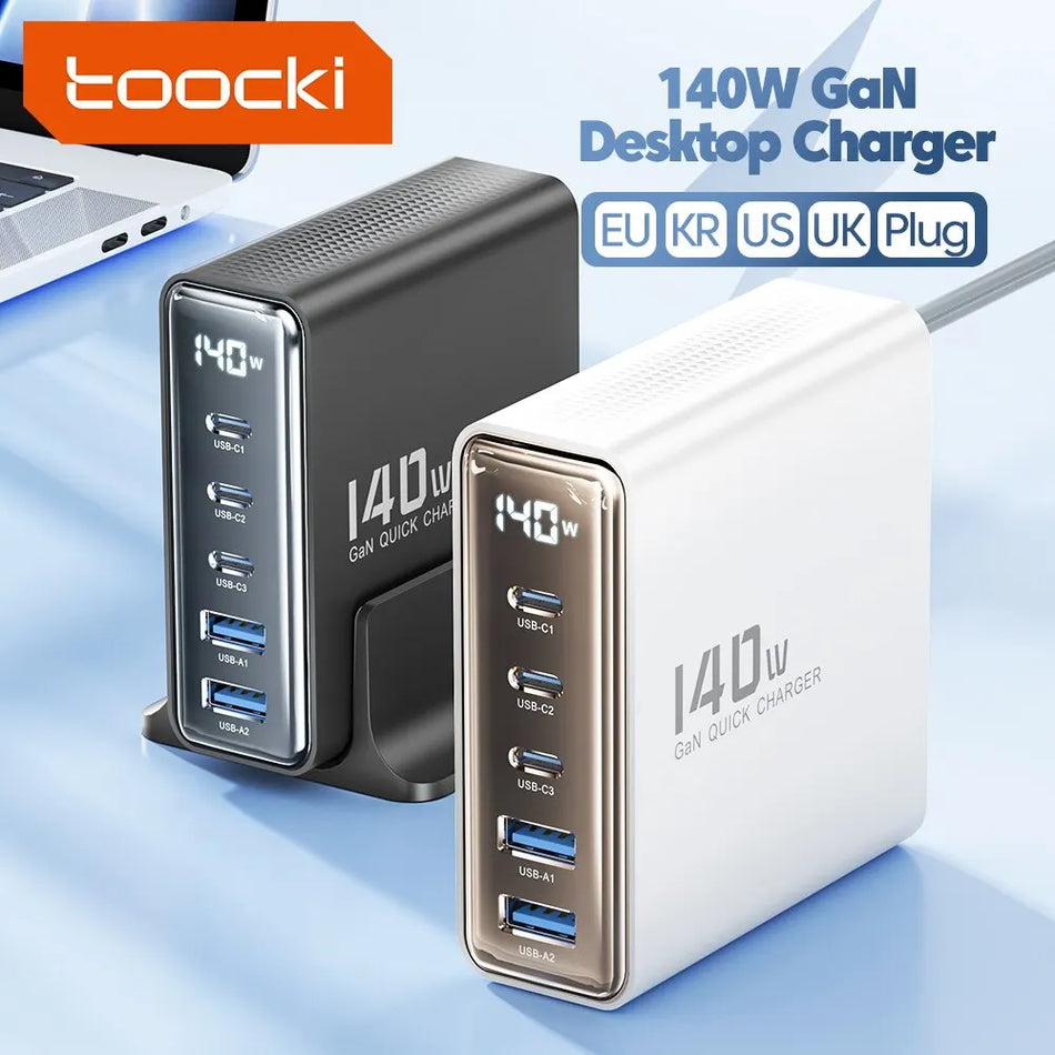 Toocki 140W GaN USB Charger &ndash; 5in1 Desktop Fast Charge