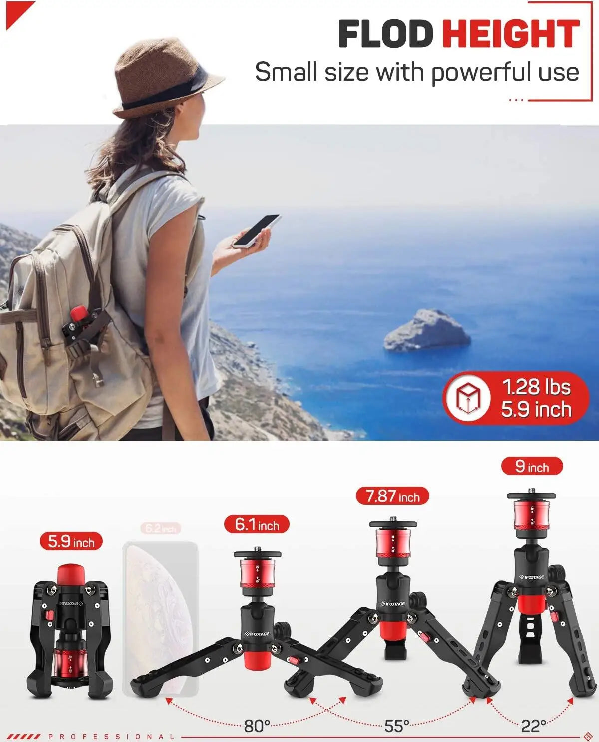 IFOOTAGE Mini Tabletop Tripod Mount &ndash; 360 Degree Ball Head