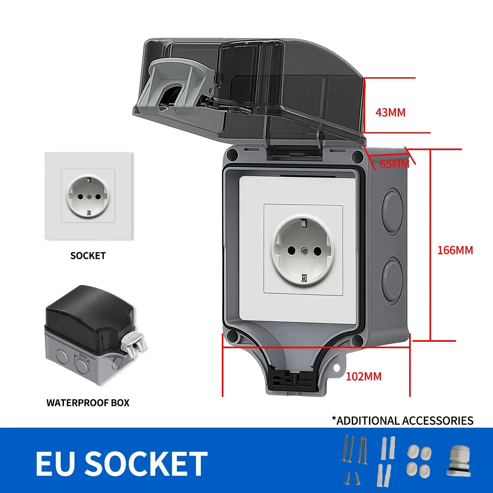 IP66 Outdoor Junction Box 3 Pin Connector &ndash; Panel Mount EU