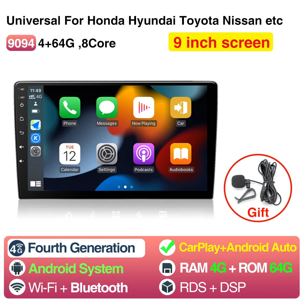 AKAMATE 9Inch Android Car Radio 2 Din &ndash; WiFi Bluetooth GPS 4 46G