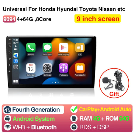 AKAMATE 9Inch Android Car Radio 2 Din &ndash; WiFi Bluetooth GPS 4 46G