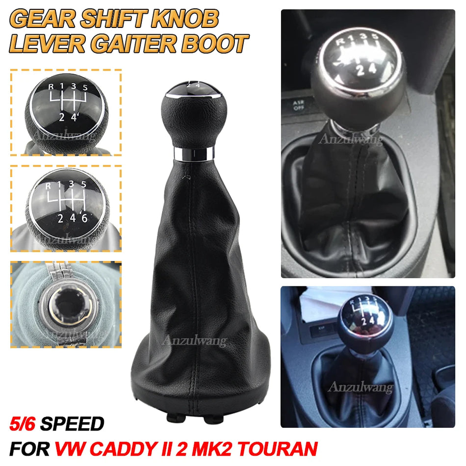 Leather Gear Shift Knob Boot Cover for VW Touran I Caddy III