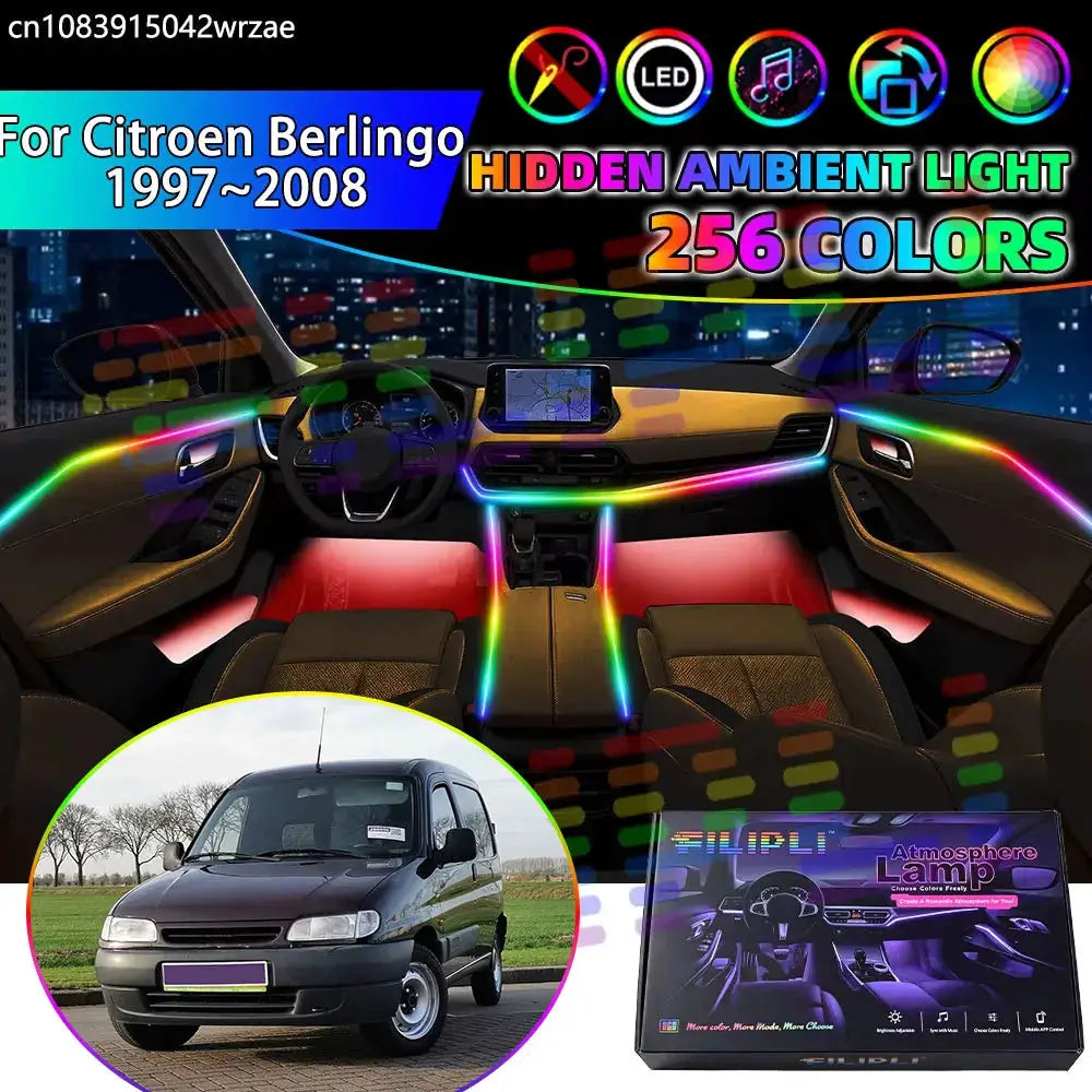 For Citroen Berlingo 1997~2008 M49 MK1 1998 RGB Car Interior Ambient Lights Strips Breathing Lighting Kit App Control LED strips by InterCyprus Trading Ltd