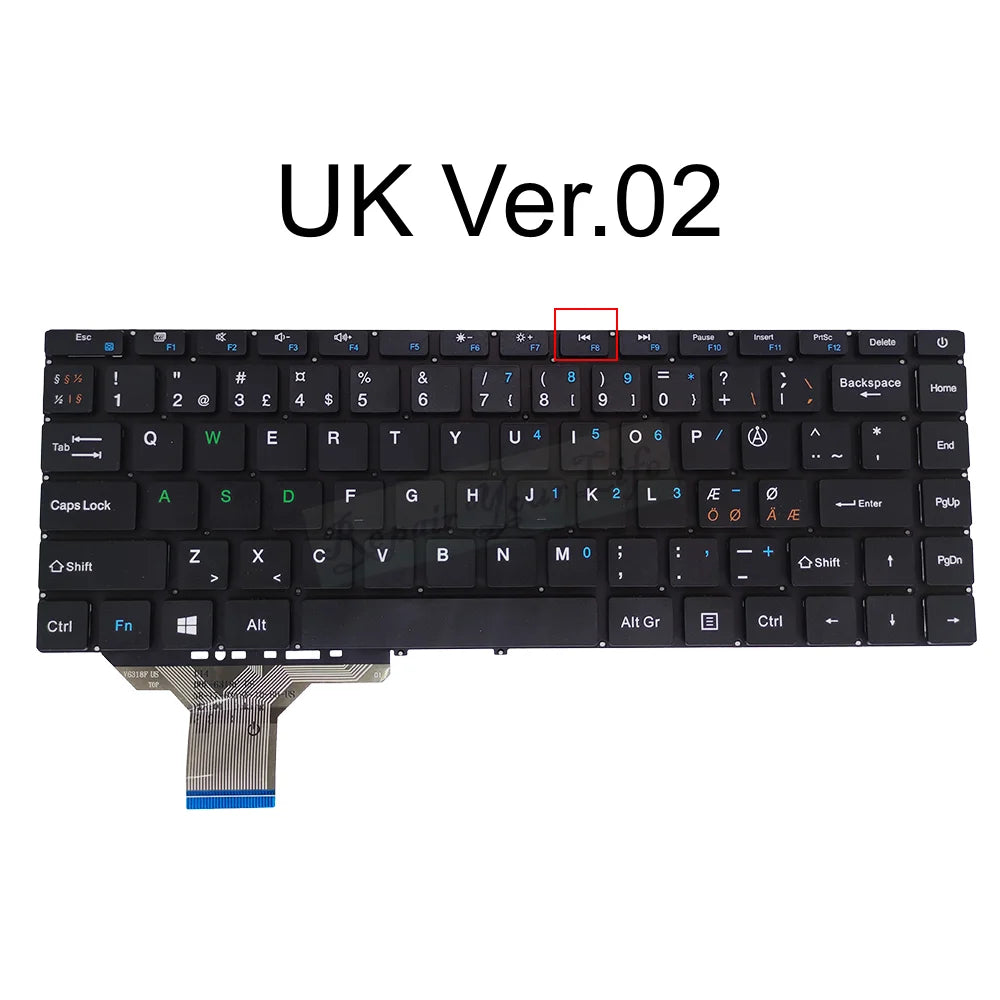 US Czech Laptop Keyboard Teclast F7 Plus 2 &ndash; Czech Layout UK Ver.02 / CHINA