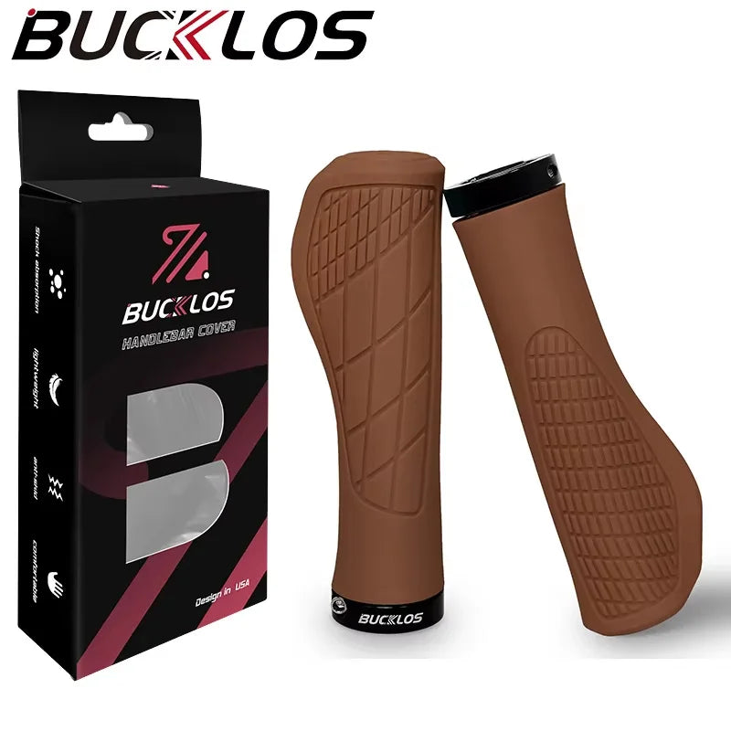 BUCKLOS Lockable Shock-Absorbing Bicycle Handlebar Grips Ergonomic-Brown
